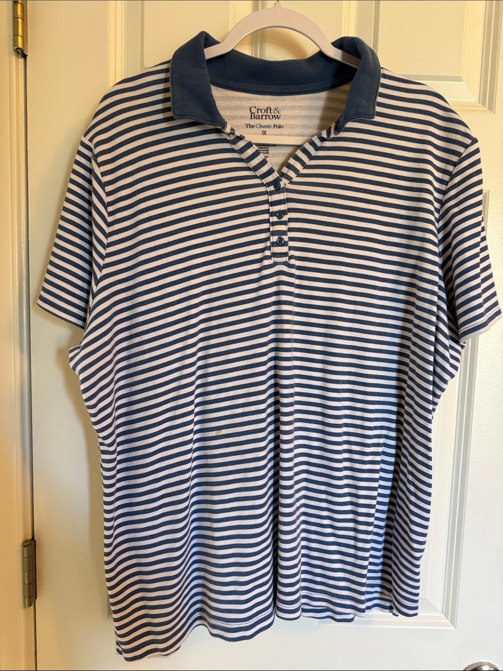 croft & barrow Navy and White Striped Polo